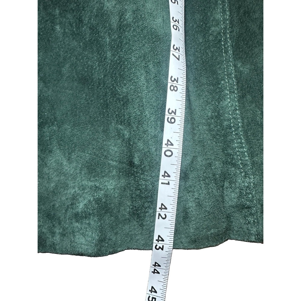 AVEC LES FILLES Foliage Green MEDIUM Genuine Suede Belted Trench Coat Luxury - Picture 14 of 16